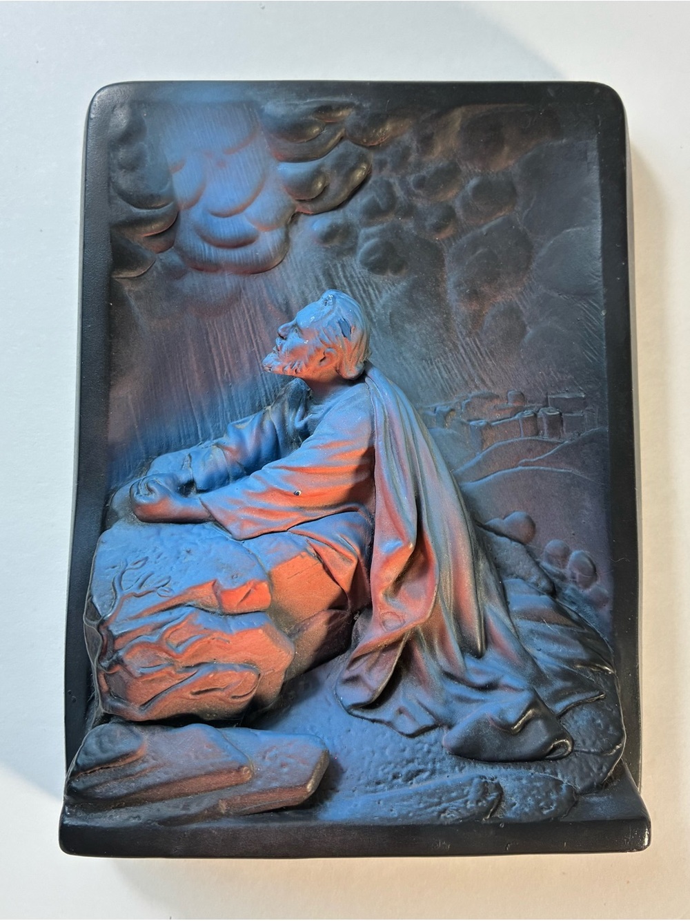 Beautiful Vintage Chalkware Jesus Plaque- Gethsemane